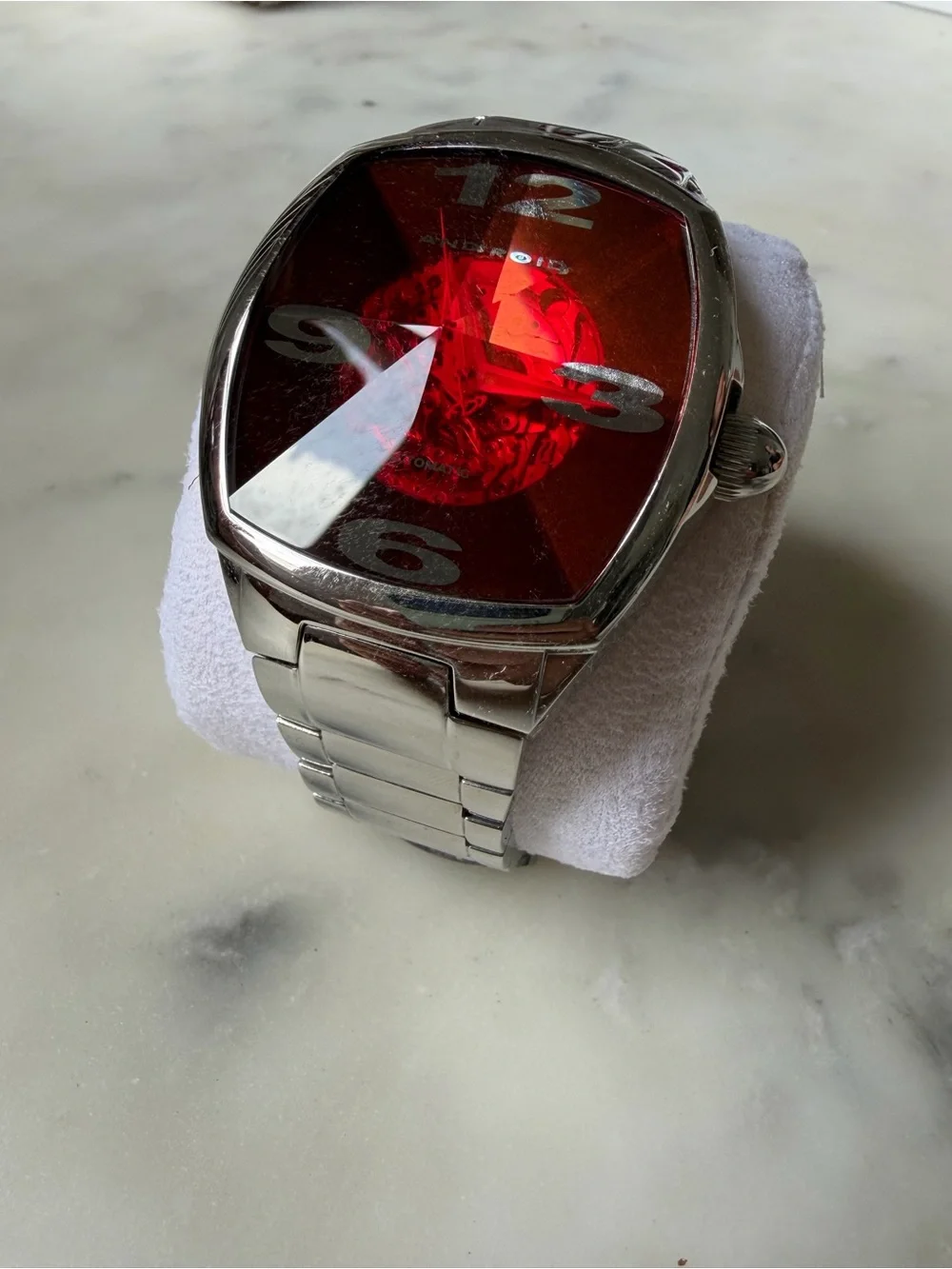 Android Prism Stainless Steel Men's Watch with Red Crystal Dial AD505